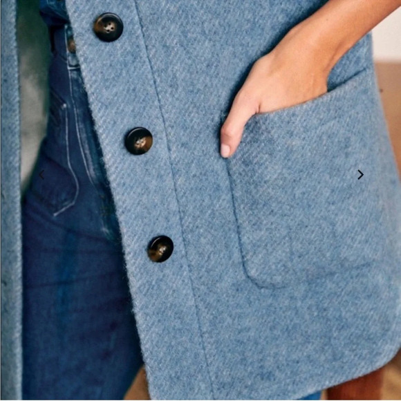 SÉZANE ~ Blue Joe Button Down Wool Coat Jacket - Picture 8 of 14